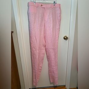 Bill’s Khaki NWT pink 100% linen model 2 plain front standard fit pants Waist 35